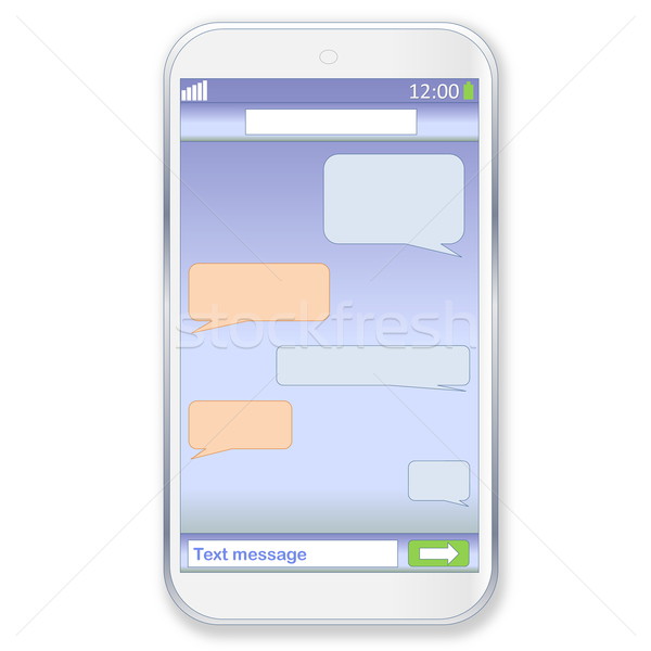 Smartphone Chat mobil atingeţi telefon sms Imagine de stoc © Elenarts