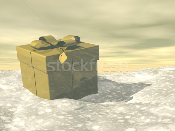 Stock photo: Golden gift - 3D render