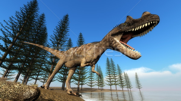 Ceratosaurus dinosaur at the shoreline - 3D render Stock photo © Elenarts