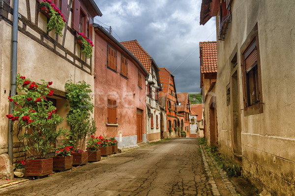 Street in Obernai city, France Stock photo © Elenarts