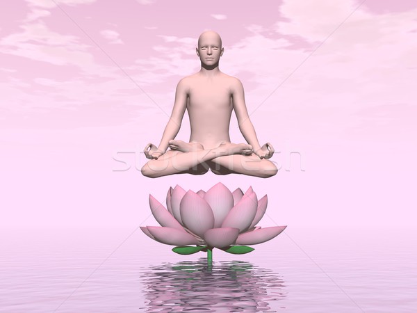 Roz zen 3d face una uman meditativ Imagine de stoc © Elenarts