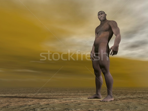 Male homo erectus - 3D render Stock photo © Elenarts