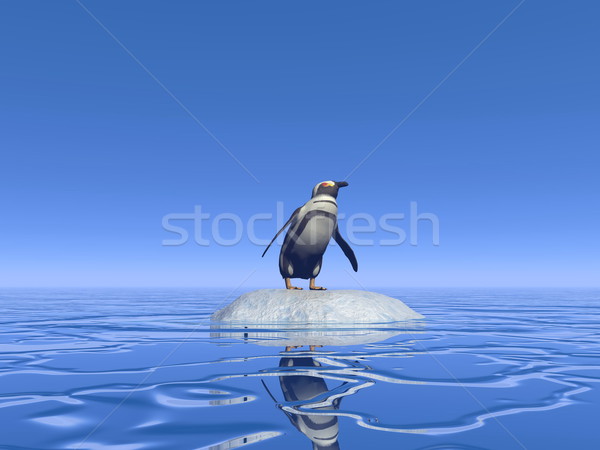 Foto stock: Sentimento · solitário · 3d · render · um · pinguim · em · pé