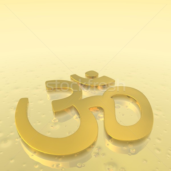 Golden aum symbol - 3D render Stock photo © Elenarts