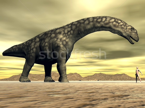 Argentinosaurus dinosaur and human size - 3D render Stock photo © Elenarts