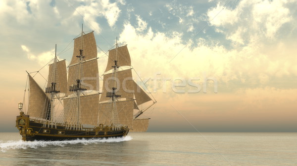 Alten detaillierte Schiff Sieg 3d render schönen Stock foto © Elenarts