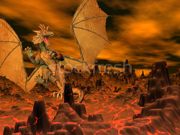 Dragon flight - 3D render Stock photo © Elenarts