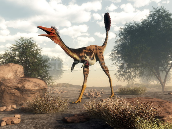 Mononykus dinosaur in the desert - 3D render Stock photo © Elenarts