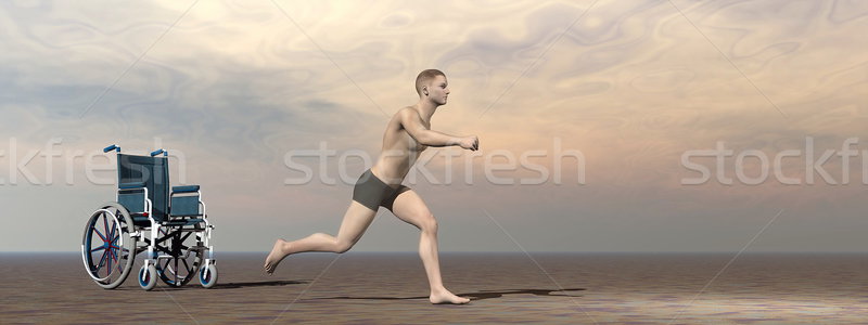 Milagre 3d render feliz homem corrida para cima Foto stock © Elenarts
