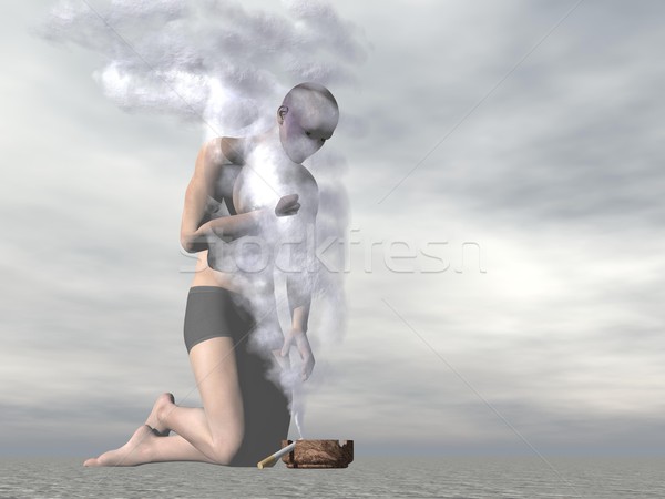 Dente cigarro fumar 3d render um masculino Foto stock © Elenarts
