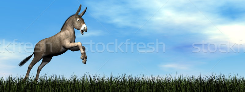 Stock photo: Donkey jumping - 3D render