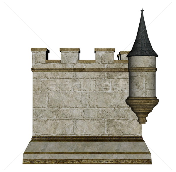 Castelo parede torre 3d render isolado branco Foto stock © Elenarts