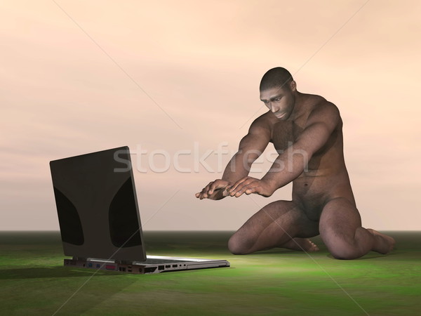 Ordenador 3d hombre qué fondo ciencia Foto stock © Elenarts