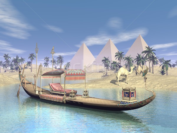 埃及人 寶座 三維渲染 水 商業照片 © Elenarts
