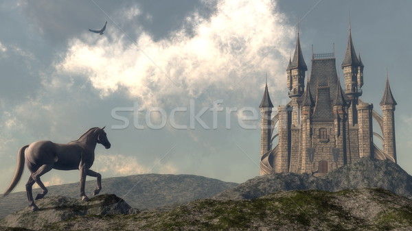 Arriving at the castle - 3D render Stock photo © Elenarts