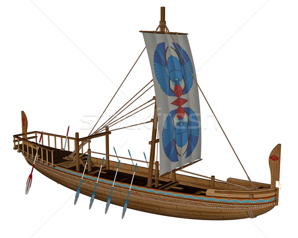 Stock photo: Ancient egyptian canal boat - 3D render