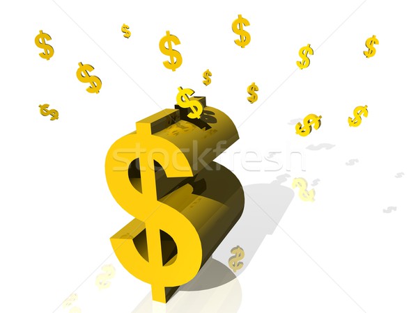 Stock photo: Golden piggy bank dollar