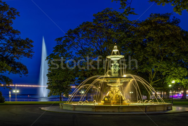 Сток-фото: фонтан · английский · саду · Швейцария · hdr