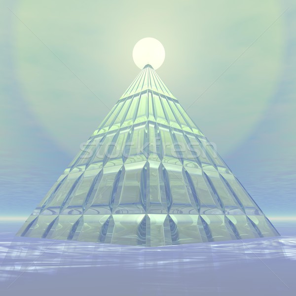 Pyramid to sun - 3D render Stock photo © Elenarts