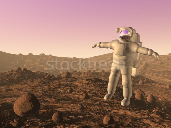 астронавт 3d визуализации ходьбе поверхность пейзаж науки Сток-фото © Elenarts