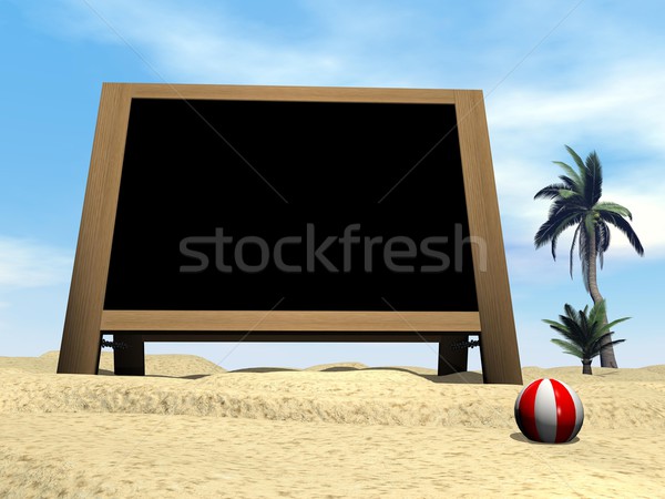 Blackboard at the beach - 3D render Stock photo © Elenarts