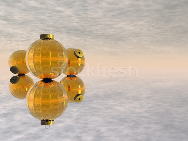 Golden Christmas balls - 3D render Stock photo © Elenarts