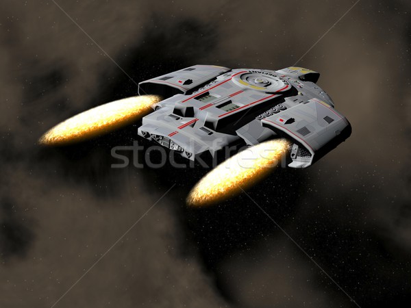 Stock fotó: űrhajó · 3d · render · repülés · univerzum · űr · fekete