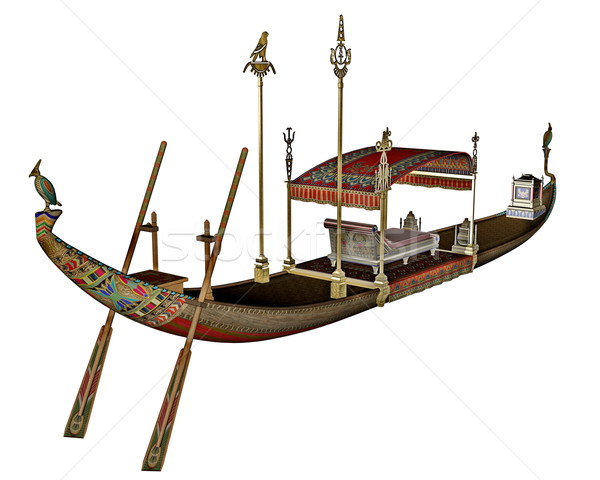 Egyptian sacred barge with throne - 3D render Stock photo © Elenarts