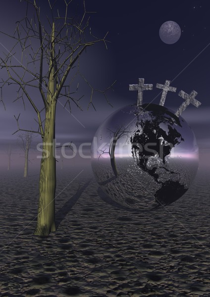 Golgotha by night Stock photo © Elenarts