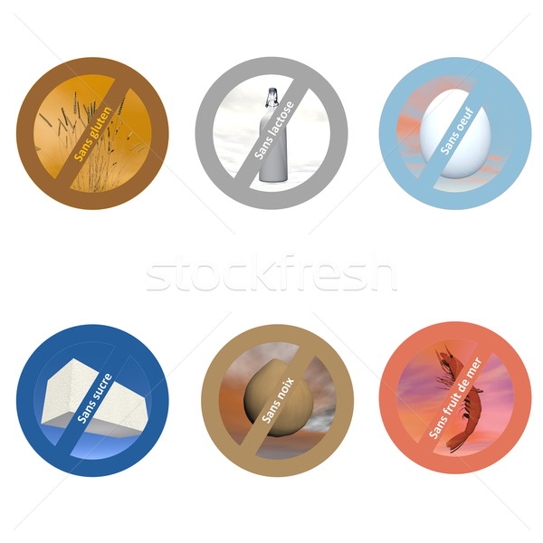 French stickers for allergen free products Stock photo © Elenarts