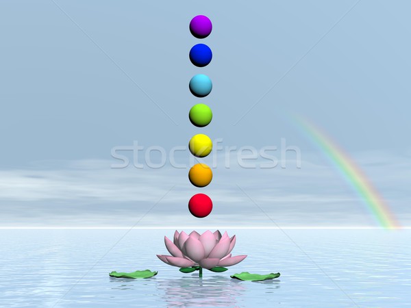 Chakras and rainbow - 3D render Stock photo © Elenarts