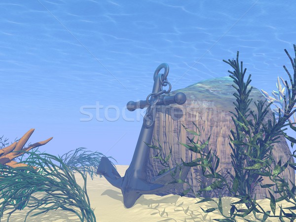 Stock photo: Underwater anchor - 3D render