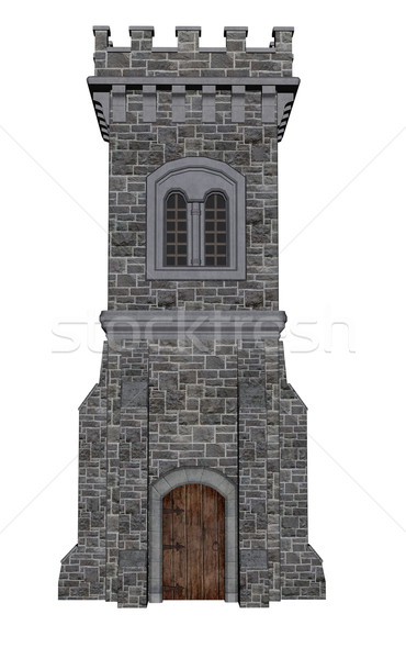 Square castle tower - 3D render Stock photo © Elenarts