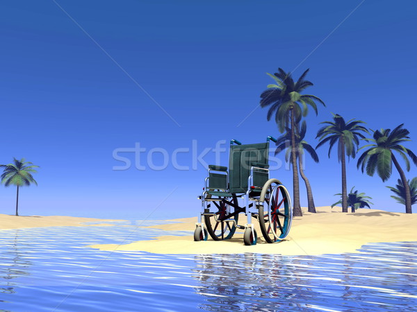 Wheelchair holidays - 3D render Stock photo © Elenarts