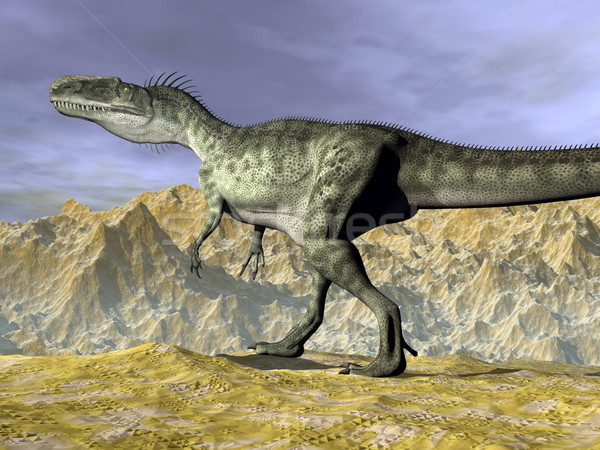 Monolophosaurus dinosaur in the desert - 3D render Stock photo © Elenarts