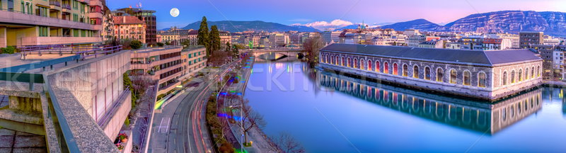BFM, building and Rhone river, Geneva, Switzerland Stock photo © Elenarts