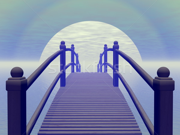 Bridge to blue sun - 3D render Stock photo © Elenarts