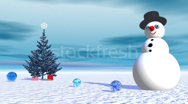 Happy snowman Stock photo © Elenarts