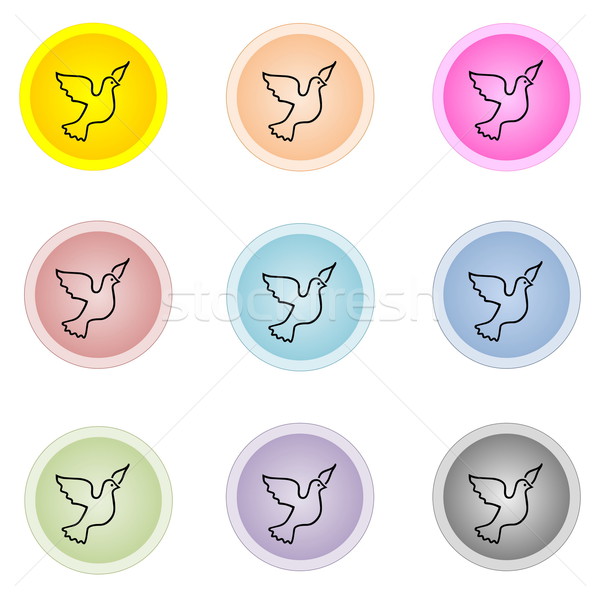 Set of colorful buttons with dove bird Stock photo © Elenarts