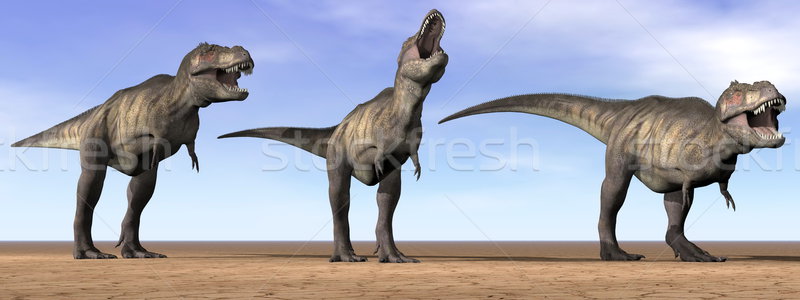 Tyrannosaurus dinosaurs in the desert - 3D render Stock photo © Elenarts