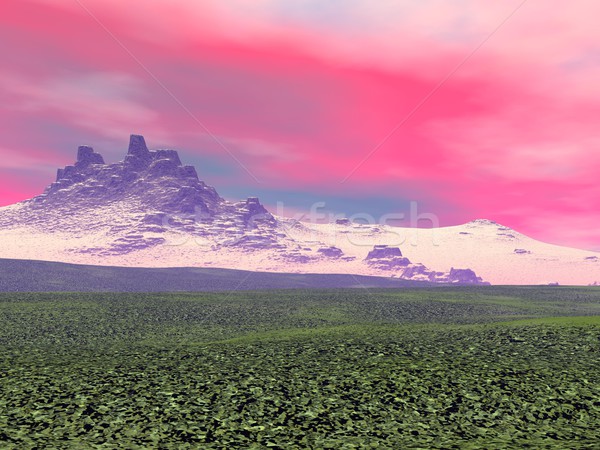 Mountain by sunset - 3D render Stock photo © Elenarts