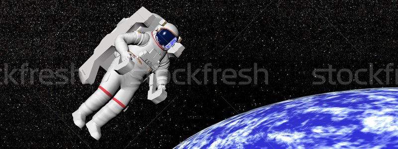 астронавт глядя земле 3d визуализации черный Сток-фото © Elenarts