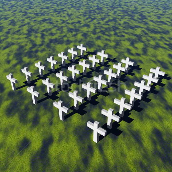 Weiß Kreuze Luftbild viele grünen tot Stock foto © Elenarts