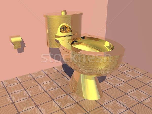 Golden toilet - 3D render Stock photo © Elenarts