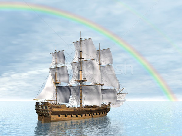 Oude handelaar schip 3d render mooie Stockfoto © Elenarts