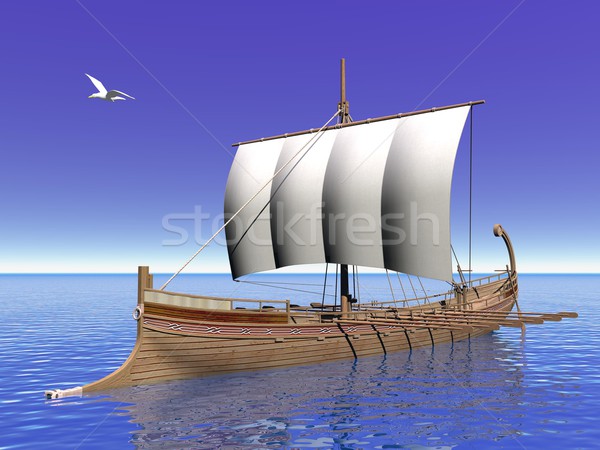 Greek boat - 3D render Stock photo © Elenarts