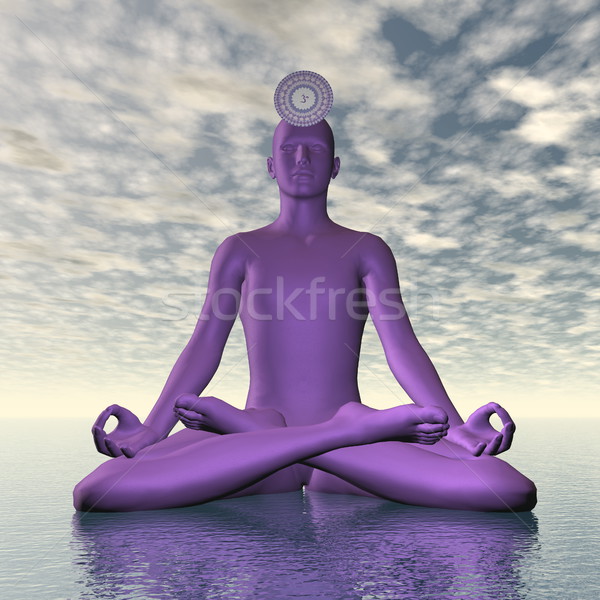 Violet purple sahasrara or crown chakra meditation - 3D render Stock photo © Elenarts