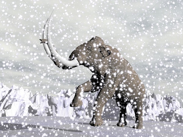 Mammoth in winter - 3D render Stock photo © Elenarts
