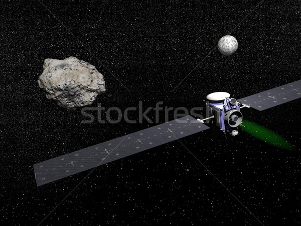 Dawn spacecraft, Vesta and Ceres - 3D render Stock photo © Elenarts