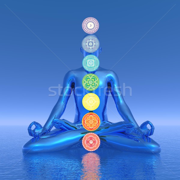 Chakras blue meditation - 3D render Stock photo © Elenarts